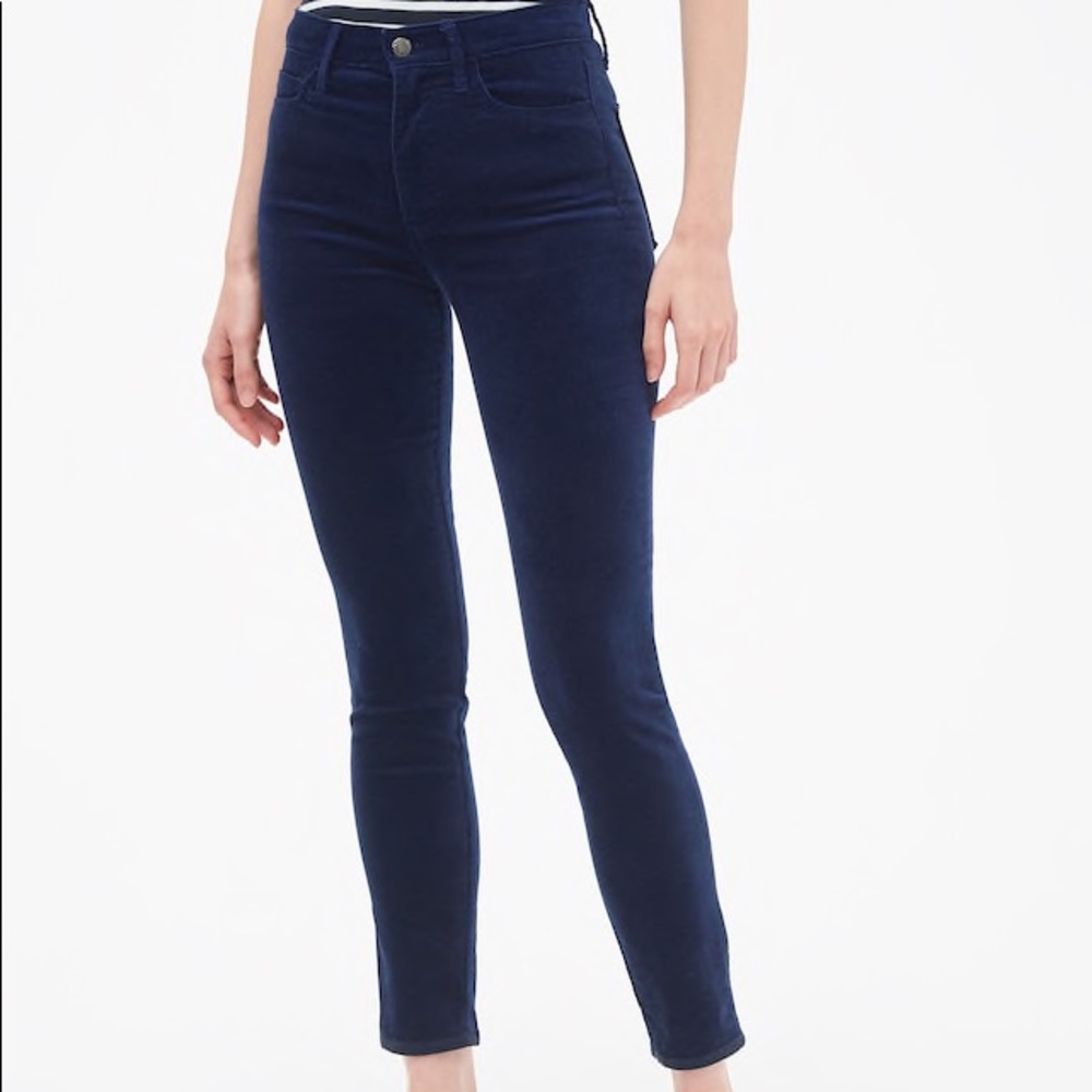 Gap sueded navy skinny ankle jeans